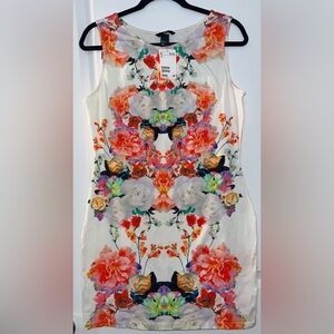 H&M Orange and White Graphic Mini Dress